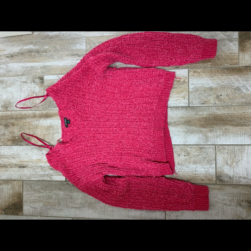 Soft pink comy off the shoulder sweater